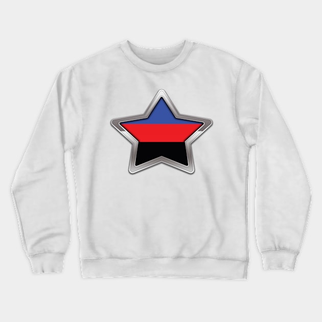 Large Polyamory Pride Flag Colored Star with Chrome Frame Crewneck Sweatshirt by LiveLoudGraphics